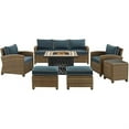 thumbnail image 2 of Crosley Furniture Bradenton Navy/Weathered Brown 6 Piece Outdoor Wicker Sofa Set with Fire Table, 2 of 2