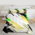 thumbnail image 2 of Manfei Graffiti Strieps Lines Bedding Comforter Set,Modern Graffiti Artwork Twin Comforter Sets,Yellow White Green Bedding Set For Men Women,Ultra Soft Home Decor Reversible,2 Pieces, 2 of 8