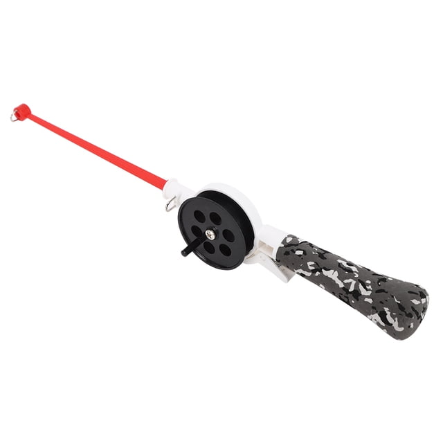 34cm Compact All-in-One Ice Fishing Rod for Kids - Durable ABS & Camouflage EVA Handle, Stainless Steel Guide Ring, Lightweight 46g Portable Winter Fishing Pole with Built-in Reel, Waterproof &