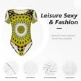 thumbnail image 6 of Rateoe Yellow Mandala Printed Women Rash Guard Short Sleeve,Tummy control Swimsuit Surfing Swimsuit Bathing Suit Short-sleeved Onesie UPF 50+, 6 of 6