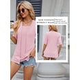 thumbnail image 7 of SLADYGLO Women Wheat Textured Square Neck Splice Half Sleeve Fake Two-piece Top, 7 of 7