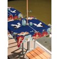 thumbnail image 2 of Outdoor Tablecloths with Umbrella Hole & Zipper, Blue Crane 54x54 Inch Square Tablecloths, Vintage Red Teal Spring Floral Botanical Waterproof Table Cloth, Patio/Pool/Picnic Table Covers, 2 of 8