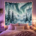 thumbnail image 2 of Northern Lights in Winter Forest Landscape, Mystical Celestial for Nature Lovers, Scenic Mountain Art Decor, Holiday Gift Tapestry Wall Hanging for Bedroom and Living Room, 2 of 7