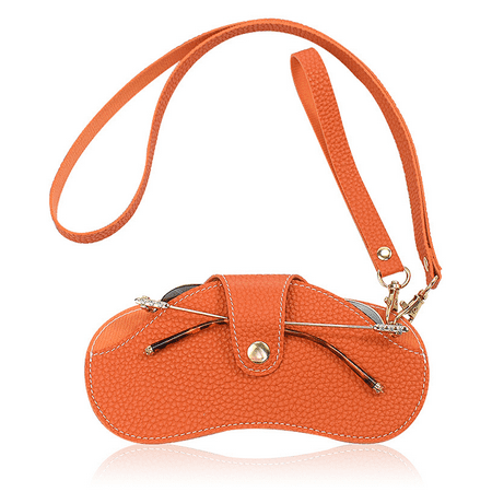 

LeatherGlassesCaseHolderPortableSlimSunglassesPouchSoftEyeglassesBagEyewearSleeveForWomenMenLightweight，Canhangneck orange F23604