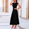 thumbnail image 6 of IWEMEK Women 2 Piece Outfit Sets Cap Sleeve Solid Black Crop Top Tshirt Ribbed Knit High Waist Flowy Skirt Size M, 6 of 7