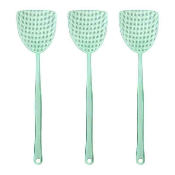 Bizhua Pest Control Fly Swatters Plastic 17.5'' Long Handle Fly Swatter Strong Flexible Grid Plastic Fly Swatter For Indoor Outdoor Classroom 3 Colors Features: 3pc
