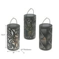 thumbnail image 3 of Maison Concepts LED Solar Black Cylinder Lantern With Design (Black) 8" X 8" X 15.5", 3 of 3