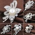 thumbnail image 3 of New Bridal Bouquet Rhinestone Crystal Brooch Pin Silver Pearl Brooches Flower, 3 of 8