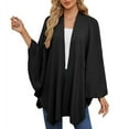 thumbnail image 2 of Women'S Elegant Shawl Wraps Soft Open Front Poncho Sweater for Spring Fall Winter Black One Size, 2 of 6