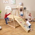 thumbnail image 2 of Costway 8-in-1 Jungle Gym, Wooden Montessori Climber Playset with Slide and Monkey Bar Multicolor, 2 of 10