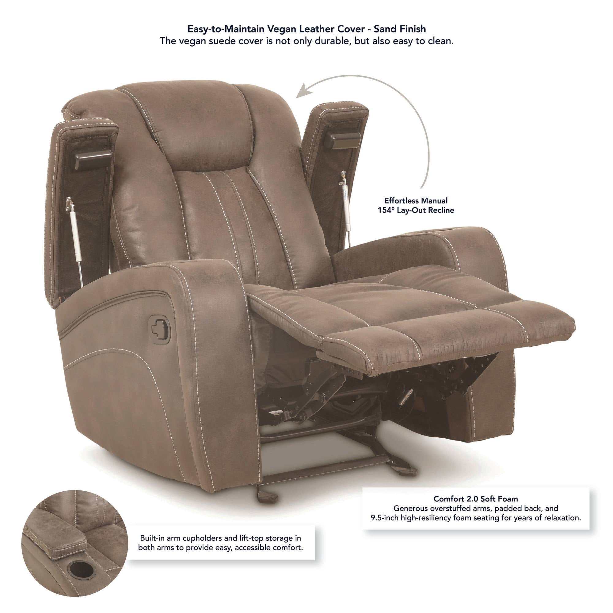 Steve Silver Marlow Sand Faux Suede Manual Recliner
