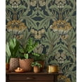 thumbnail image 2 of Seabrook Designs Midnight Blue & Goldenrod Primrose Garden Floral Prepasted Wallpaper - 20.9 in. W x 33 ft. Roll, 2 of 7
