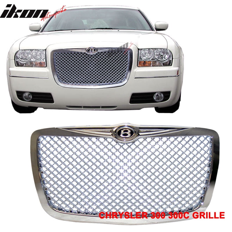 Mesh Style ABS Chrome Front Bumper Hood Grill Protector by IKON MOTORSPORTS Grille Fits 2004-2010 Chrysler 300