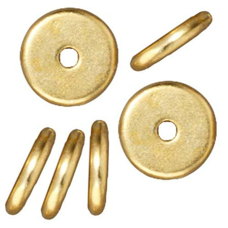 - Bright 22K Gold Plated Lead-Free Pewter Disk Heishi Spacer Beads 8mm (10)