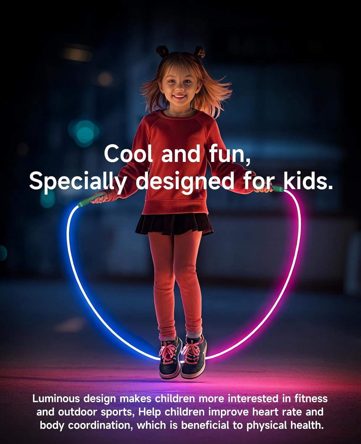 LED Light Up Jump Rope for Kids and Adult, Adjustable Glowing Skipping Rope for Boys and Girls, Colorful Luminous Jumping Rope for Fitness and Workout