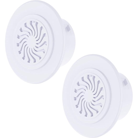 2-Pack Adjustable Round Air Vent Covers - Fits 40-50mm(1.6"-2.0")Opening Holes - White PP Louver Grille Ventilation for Bathroom, Kitchen, Office & Home