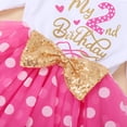 thumbnail image 4 of FYMNSI Baby Kids Girl My 2nd Second Birthday Dress Cake Smash Outfit Long Sleeve Princess Polka Dots Tulle Bowknot Dress Two Years Old Party Clothes Photo Props 2 Years Hot Pink, 4 of 7