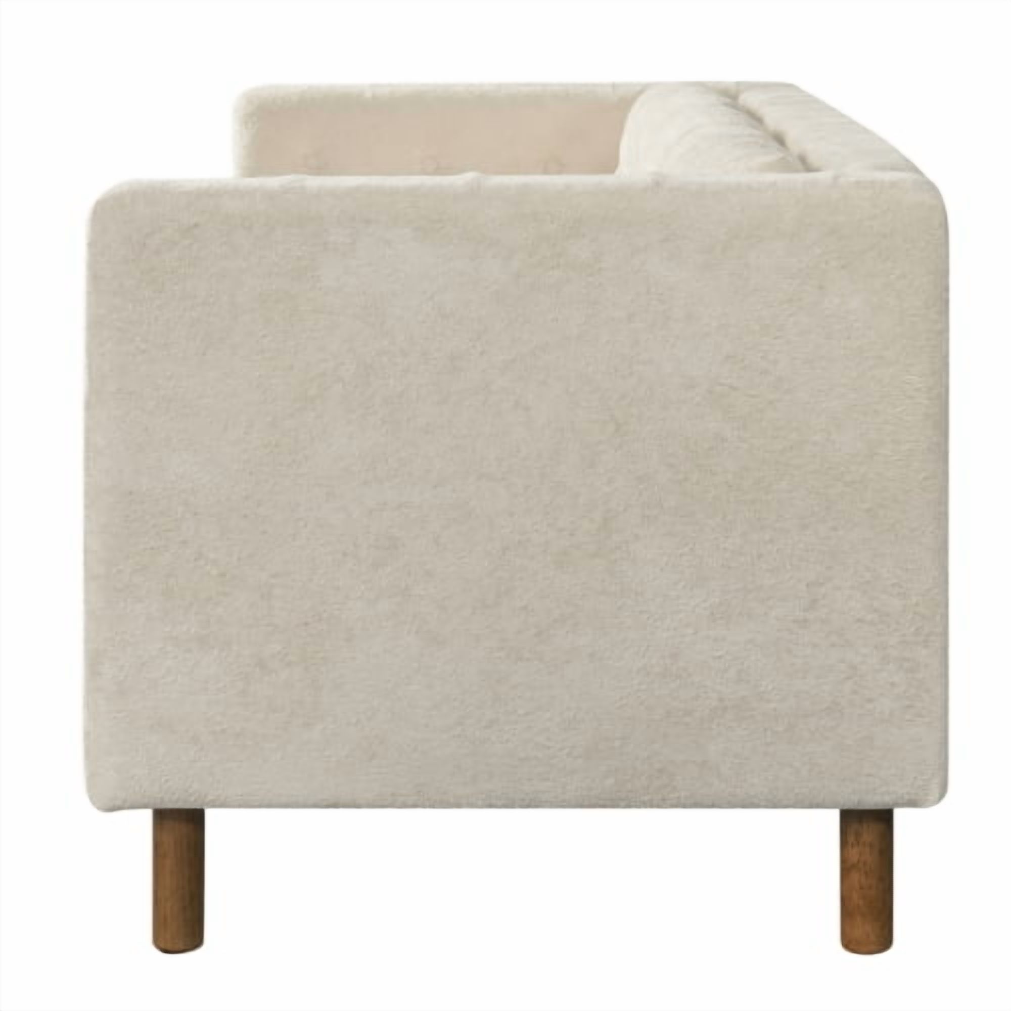 78" Modern 3-Seater Sofa, Chenille Upholstered Couch with Square Arms, Tufted Pillow Back & Walnut Rubber Wood Legs, Multi-Cushion Sofa for Living Room and Apartment, Beige