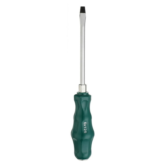 Uxcell SL6 Flat Head Screwdriver 4.9" Magnetic Demolition Slotted Screwdriver CR-V with Ergonomic Handle, Green