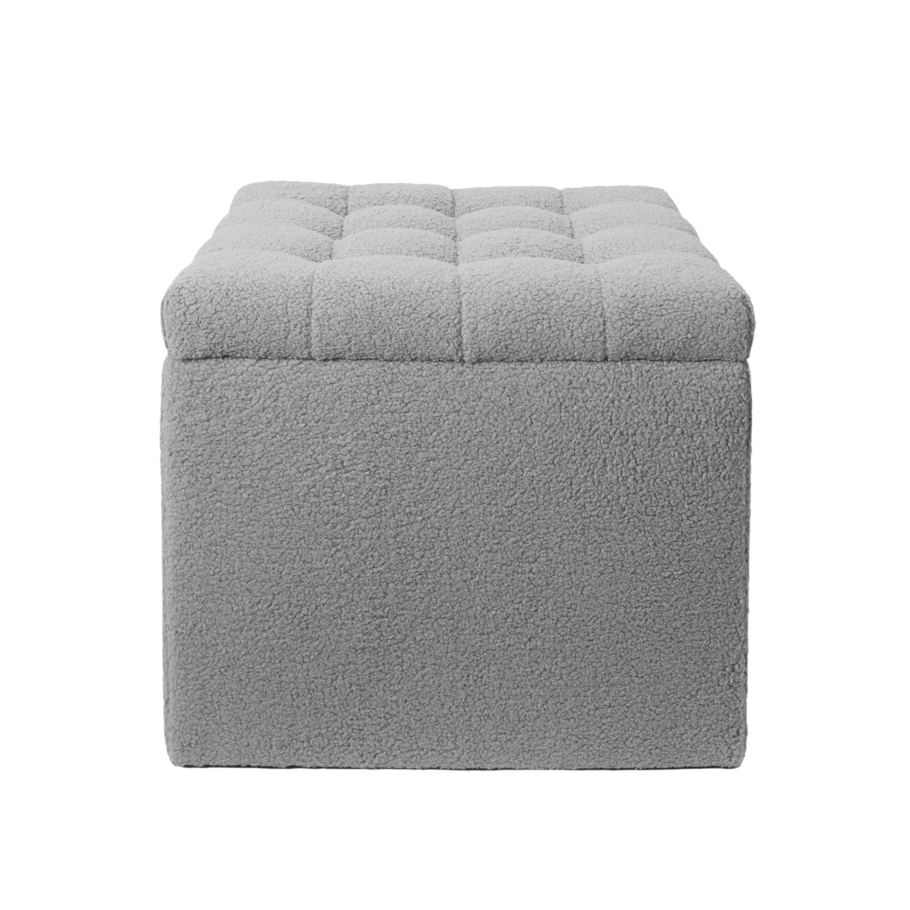 Taburete otomano rectangular de tela Teddy con asiento acolchado, baúl ...