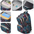 thumbnail image 4 of Mushroom and Forest Black Pattern Backpack for School, Cute School Bag with Adjustable Shoulder Straps and Padded Back, 16.9"x12.6"x5.9", 4 of 5