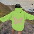 thumbnail image 4 of Womens Oversized Hooded Sweatshirt Pink Ribbon Graphic Long Sleeve Cancer Awareness Hoodies Fall Fashion Tops 2025, 4 of 5