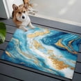 thumbnail image 3 of 2x3 Ft Entryway Area Rug, Blue Marble Kitchen Rug Runner Washable Floor Mat, Luxury Yellow Modern Ink Painting Art Non Slip Indoor Door Mat Throw Carpet for Bathroom Living Room Bedroom, 3 of 8