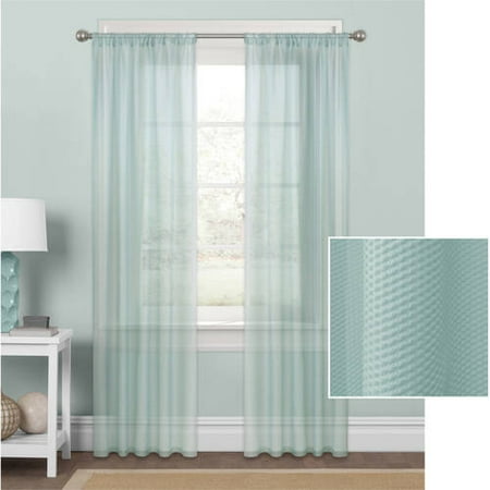 Mainstays Embossed Sheer Window Curtain Panel Walmart Com