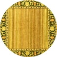 thumbnail image 1 of Ahgly Company Machine Washable Indoor Round Oriental Yellow Modern Area Rugs, 8' Round, 1 of 4