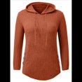 thumbnail image 1 of Sudadera con Capucha de Punto Acanalado Suave para Mujer, Suéter de Larga, Sudadera Ligera y Acogedora para Otoño. Café L, 1 of 6