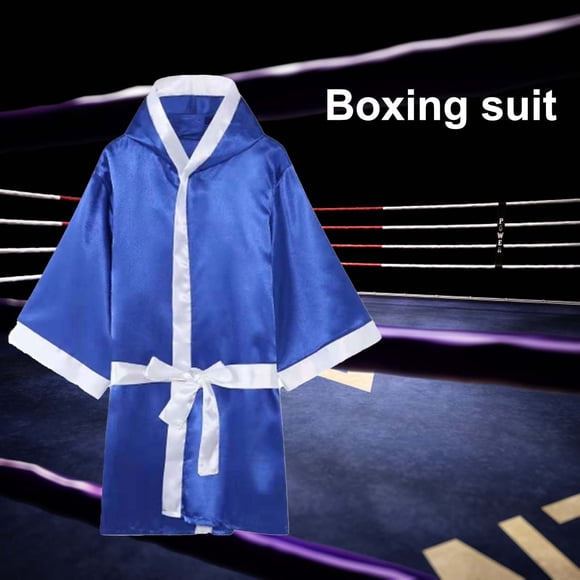 LJNYFDC Boxing Robe Boxing Robe Silky Comfortable Loose Fit Long Sleeve Hooded Show Nylon Muay Thai Boxing Robe for Performance