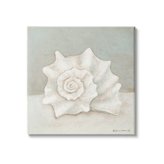 Stupell Industries Conch Shell Minimal Beige Grey Seashell Nautical Animal, 17 x 17, Design by Stephanie Workman Marrott
