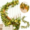 thumbnail image 1 of 190cm Battery Operated LED Lighted Vine Greenery Leaves With Fairy Lights For Home Bedroom Wall Shelf, 1 of 4