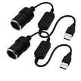 thumbnail image 1 of USB A Male to 12V Car Cigarette Lighter Socket Female Converter Cable 2-Pack, 1 of 7