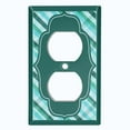 thumbnail image 2 of Metal Light Switch Plate Outlet Cover Vintage Teal Frame Plaid Wallpaper WAL039, 2 of 13