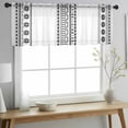 thumbnail image 2 of White Boho Valance Curtains for Kitchen/Living Room/Bathroom/Bedroom Window, Rod Pocket Small Topper Half Short Window Curtains Voile Sheer Scarf, Farmhouse Simple Abstract Striped Geometric 60"x18", 2 of 8