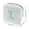thumbnail image 2 of Unique Bargains 1 Pc Letter l Pattern Makeup Bag for Travel White Corduroy, 2 of 6
