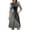 Gray Z10, variant on Vintage Midi Dresses for Women Modest 3/4 Sleeve Crew Neck Wrap Dress A Line Pleated Wedding Guest Dress with Pockets Dark Gray S