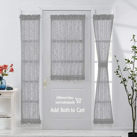 Grey Sidelight Door Panels 40 Short, Front Door Curtains