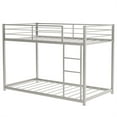 thumbnail image 4 of Metal Bunk Bed with Ladder and Full-Length Guardrail, Twin over Twin Bunk Bed Frame Heavy Duty Low Bunk Bed with Under Bed Storage Suitable for Teens Adults, Space-Saving No Box Spring Needed, Silver, 4 of 6