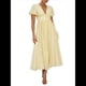 thumbnail image 2 of Vestido Elegante de Fiesta Playera para Mujer, con Escote en V, Mangas Abullonadas y Botones. Amarillo S, 2 of 10