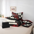 thumbnail image 6 of Catabedysis Geometric Grid Camping 7-Piece Twin Bedding,Happy Camping Patchwork Print Bedding Comforter Set For Boys,Multicolor,Black Reversible, 6 of 7