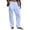 Light Blue_001, variant on Domuza Mens Linen Pants Straight Leg Beach Pants Drawstring Elastic Waist Summer Stylish Trousers with Pockets Brown L