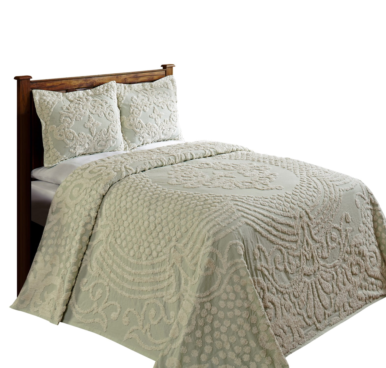 Better Trends Chenille Bedspread For Full/Double Size Bed 100% Cotton Lightweight Bedspread for all Season 96" x 110" Florence Collection (Sage)