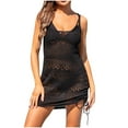 thumbnail image 2 of Cavosen Womens Swim Cover up Crochet Knitted Hollow Out Dress Bikinis Bathing Suit Sleeveless Scoop Neck Sheer Pool Side Split Swimsuit Kaftan Solid Swimwear Kimono Drawstring, 2 of 7
