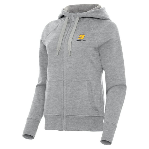 Women's Antigua Heather Gray Chase Elliott Victory Full-Zip Hoodie