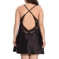 thumbnail image 4 of DYMADE Women Plus Size Silk Satin Lace Backless Sexy Nightdress With Thong, 4 of 4