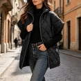 thumbnail image 7 of Vdgthytj Puffer Vest Women Full Zip Stand Collar Diamond Quilted Mid-Length Short Sleeve Gilet Winter Warm Casual Outerwear with Pockets(3X-Large,Black), 7 of 7