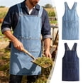 thumbnail image 2 of MKHSQHDG Today's Deals Denim Apron， Apron with Pockets，Apron with A Rope Tied At The Back ， Back Aprons for ，Suitable for The Kitchen Garden Denim Back Adult Aprons, 2 of 6