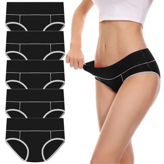 LIZUOJUN Under $5 Cotton Underwear For Women 5 Pack Hipster Briefs Tummy Control Bikini Moisture-Wicking Cheeky Underpants Regular & Plus Size M-5XL